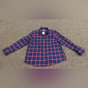 NWT! J. Crew Mens XL Navy Red Plaid Button Down Shirt Retail $70